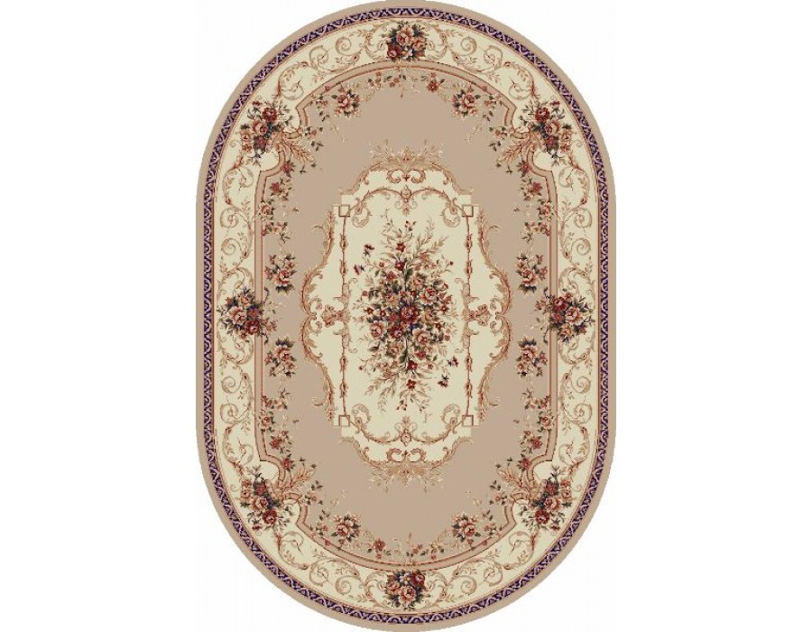 Covor Oval - Lotus Floral - Culoare Bej - 507/100