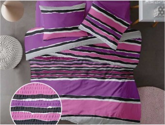 Lenjerie de pat pentru doua persoane din Bumbac 100% Creponat Vibe V3 - 4 piese XXL