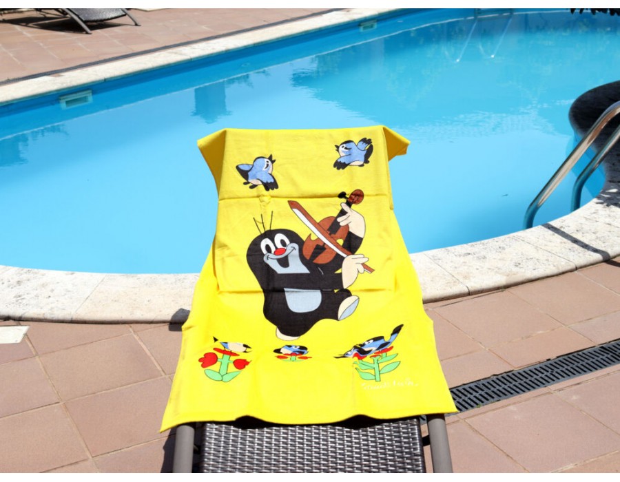 Prosop plaja pentru copii din bumbac 100%, Galben-vioara, 70x150 cm Prosop plaja pentru copii din bumbac 100%, Galben-vioara, 70x150 cm